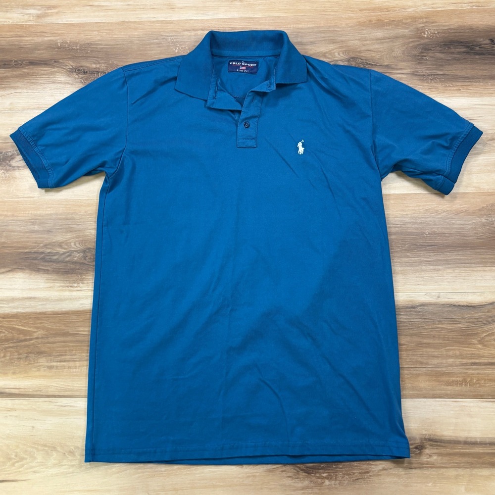 Vintage Polo Sport Ralph Lauren Polo Shirt Mens XL Slim Fit Cotton Blue Y2K